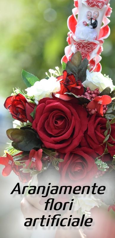Aranjamente lumanari nunta sau botez cu flori artificiale