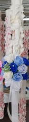 Lumanare nunta cu aranjament din  flori de sapun - diferite nuante de bleu