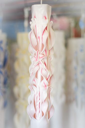 Lumanari nunta sculptate, irizatie de culoare, fara accesorii - roz fucsia