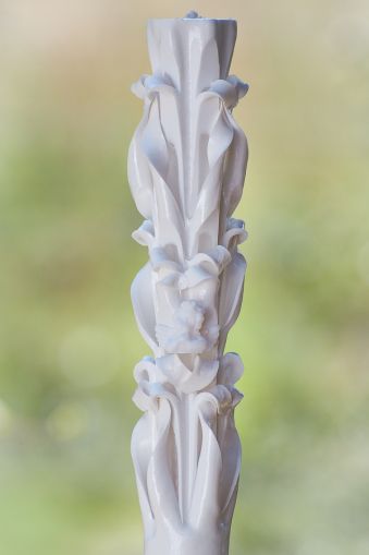 Lumanari botez sculptate, cu figurina din ceara - alb
