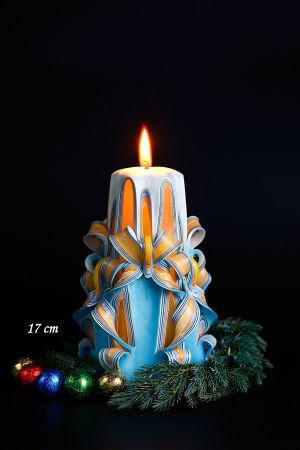 Lumanare decorativa sculptata - model Bouquet cu exterior turcoaz