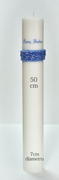 Lumanari  cilindru albe cu diametrul de 7 cm - cu brau floral - culoare la alegere  