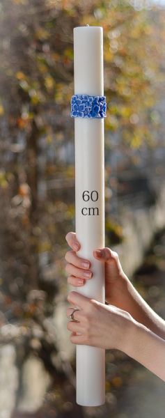 Lumanari  cilindru albe cu diametrul de  4.6 cm - cu brau floral - culoare la alegere  