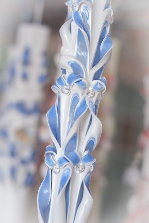Lumanari sculptate 6 coloane, strasuri, miez albastru sau alte culori