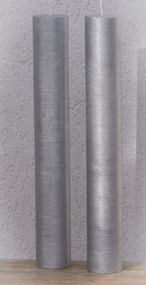 Lumanare cilindru diametru de 7cm, inaltime de 30, 40 sau 50cm  - silver-textura