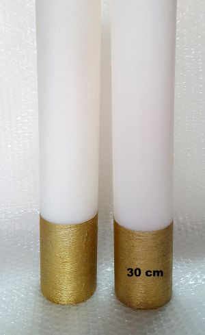 Lumanare cilindru diametru de 7cm, inaltime de 30, 40 sau 50cm - baza creponata -auriu