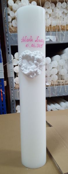 Lumanare cilindru diametru de 7cm  - cu ingeras alb basorelief